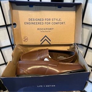 Rockport Men's 7.5 W Brown Leather Penny Loafers New in Box